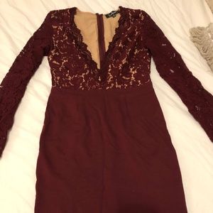 Lulu's Burgundy Lace Dress